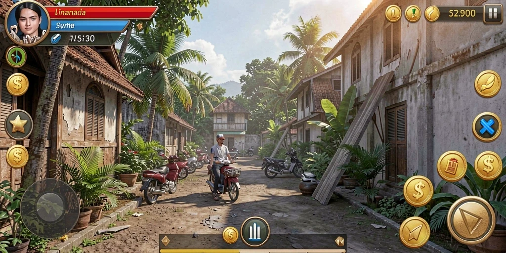 Tangkapan layar menunjukkan karakter utama dalam misi berbahaya.